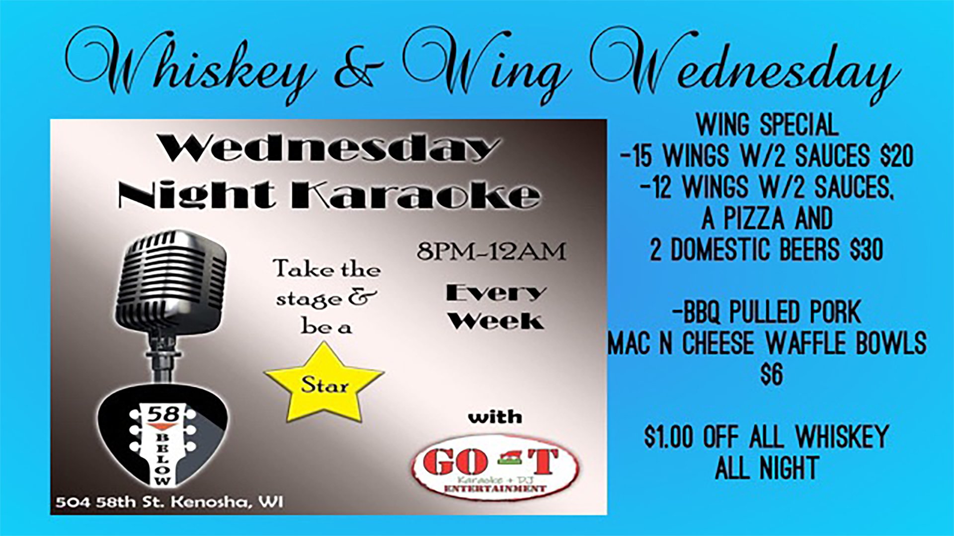 Whisky and Wing Wednesday at 58Below